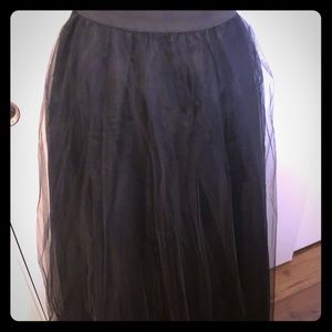 Black organza long skirt
